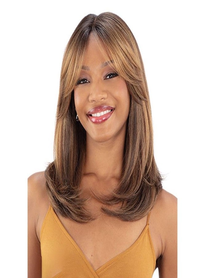 Shake-N-Go Equal Synthetic Curtain Bang Hd Lace Wig - Sage (1B OFFBLACK) - Image 1